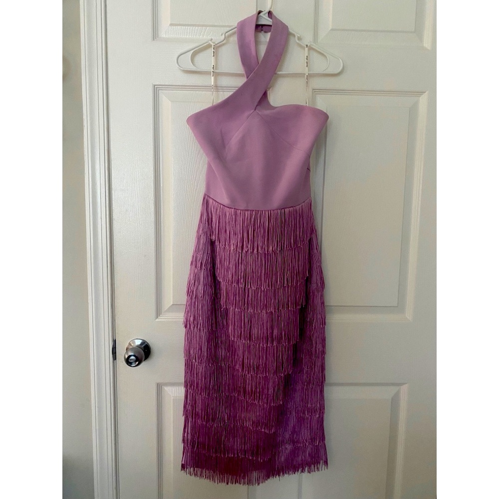 Lavish Alice pink fringe midi dress. Size US 6